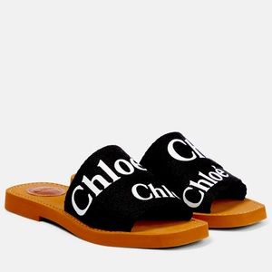 Authentic Chloe Woody Slide Sandals Black 38 8